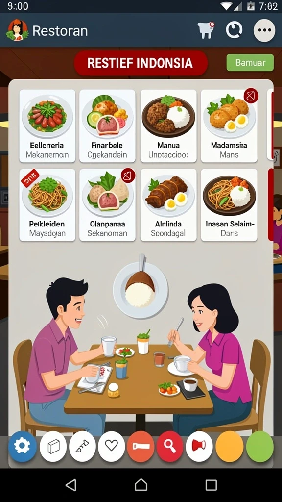 Screenshot menunjukkan karakter yang dapat dikustomisasi dengan beragam pilihan.